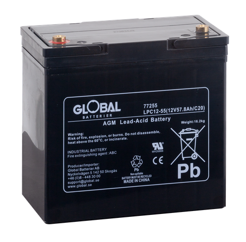 Förbrukningsbatteri LPC12-55 (M6) AGM | Global Batterier