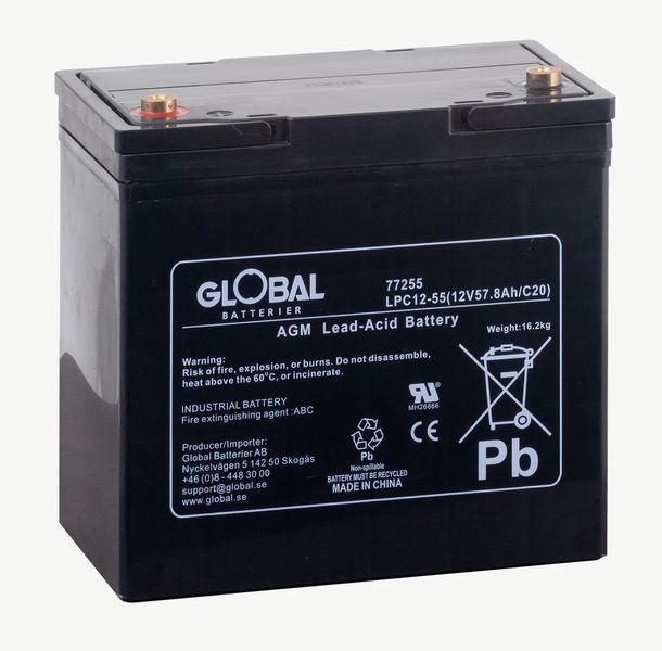 Förbrukningsbatteri LPC12-55 (M6) AGM | Global Batterier