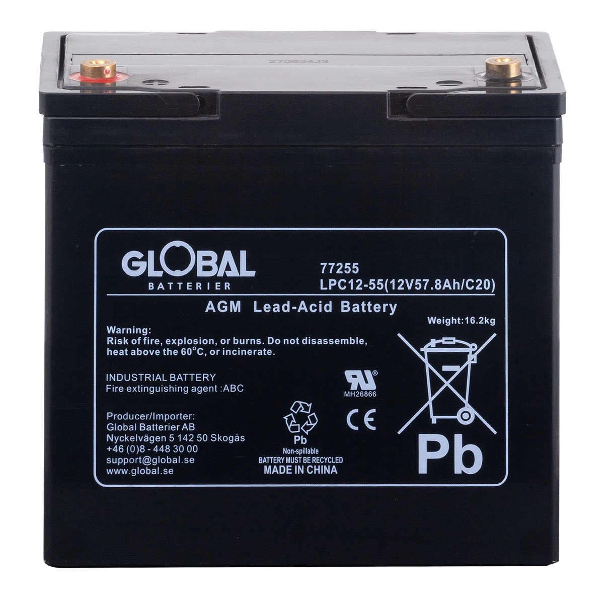Förbrukningsbatteri LPC12-55 (M6) AGM | Global Batterier