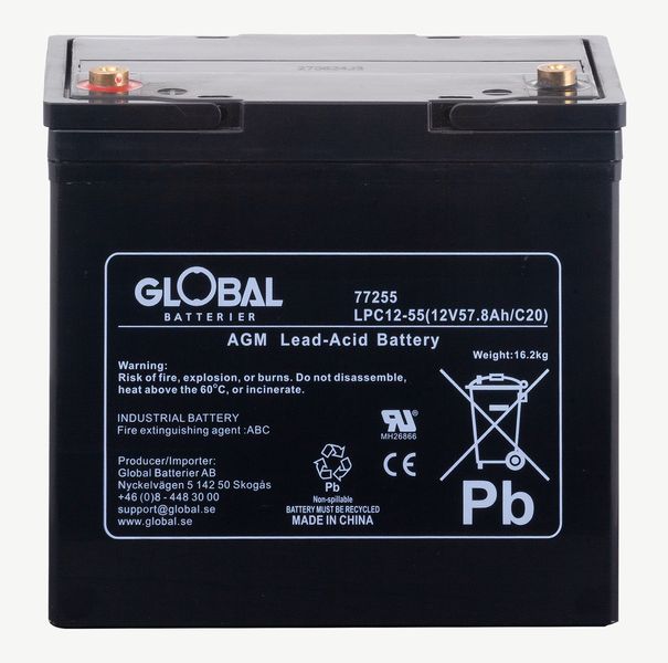 Förbrukningsbatteri LPC12-55 (M6) AGM | Global Batterier