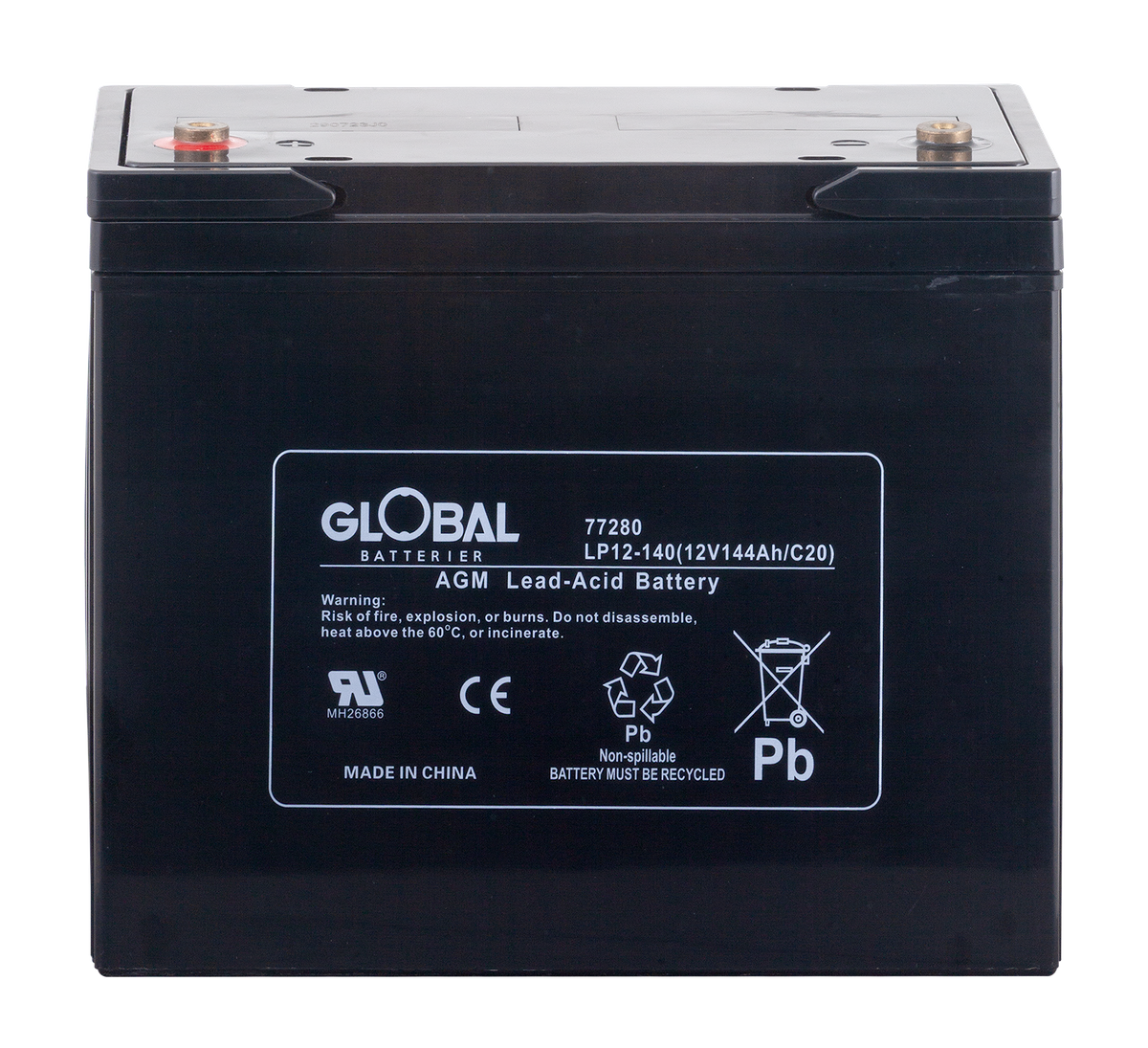 Förbrukningsbatteri LP12-140 (M8) AGM | Global Batterier