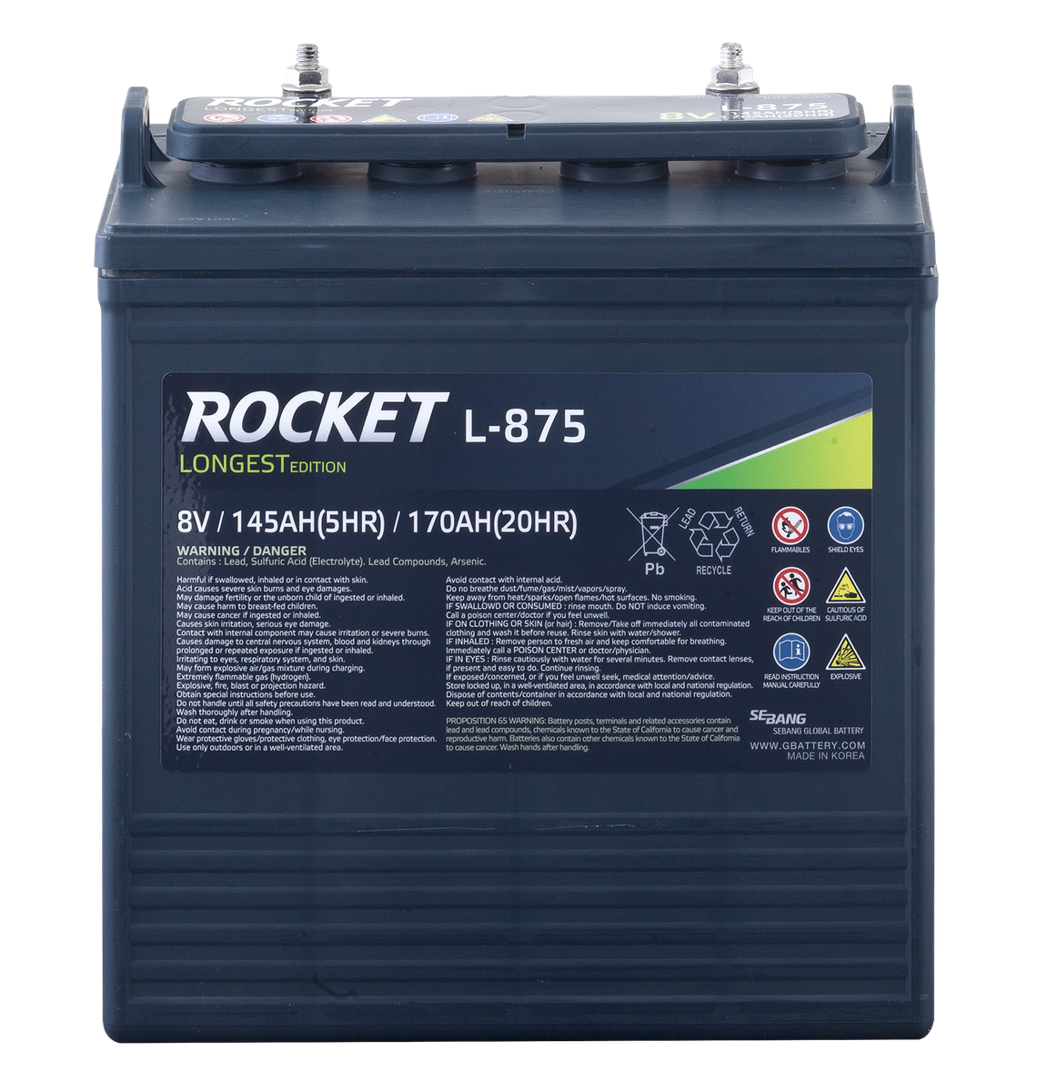 F&ouml;rbrukningsbatteri L-875 TRAKTION ROCKET | Global Batterier