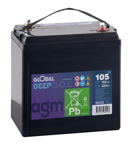 F&ouml;rbrukningsbatteri GLOBAL L-105 DC AGM | Global Batterier