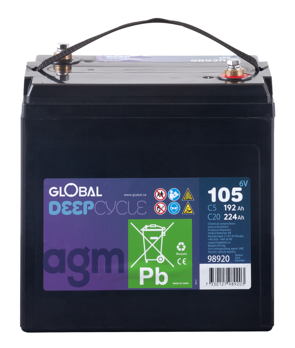 F&ouml;rbrukningsbatteri GLOBAL L-105 DC AGM | Global Batterier
