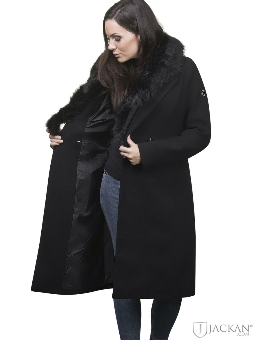 Megan in schwarz mit schwarzem Kunstpelz von Hollies  Jackan.com