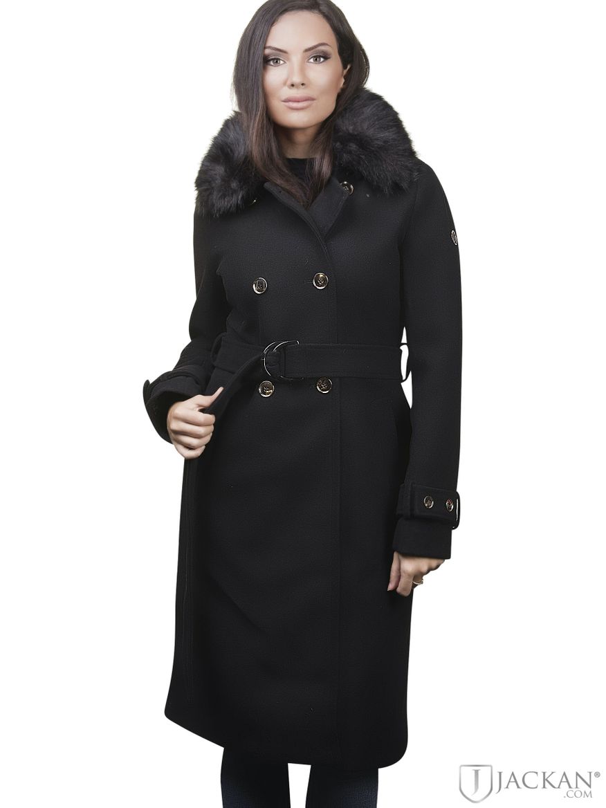 Margo kappa i svart med svart fuskpäls från Hollies | Jackan.com