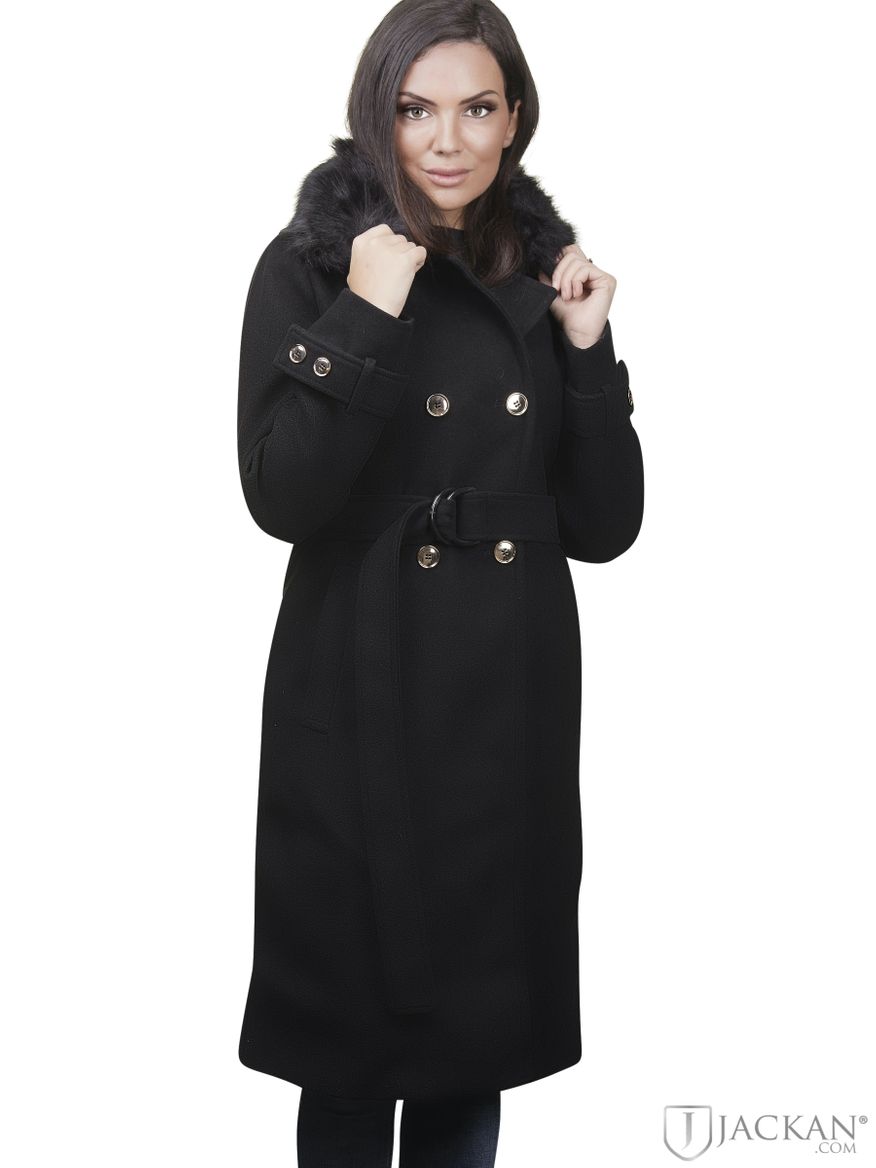 Margo kappa i svart med svart fuskpäls från Hollies | Jackan.com