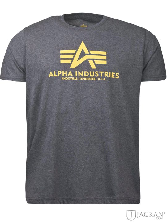 Basic T-shirt grått med gult från Alpha Industries | Jackan.com