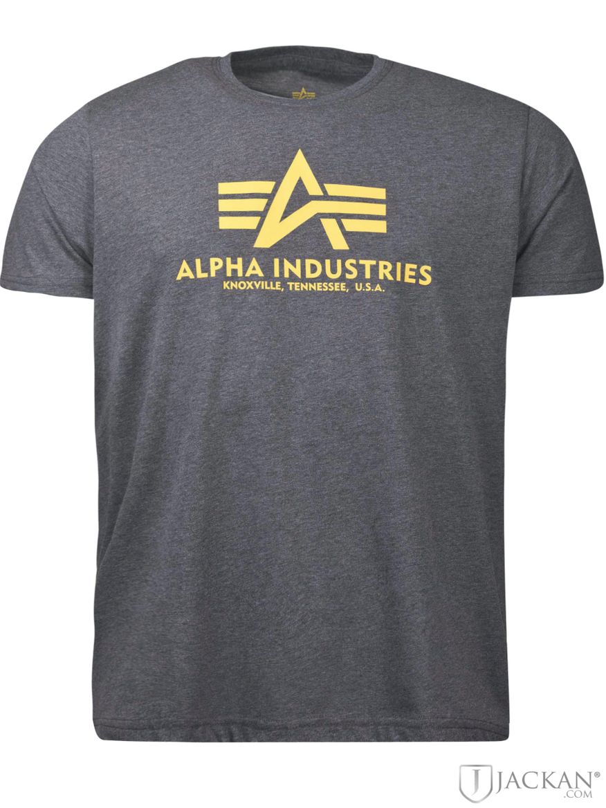 Graues Basic T-Shirt Grau-Gelb von Alpha Industries | Jackan.com