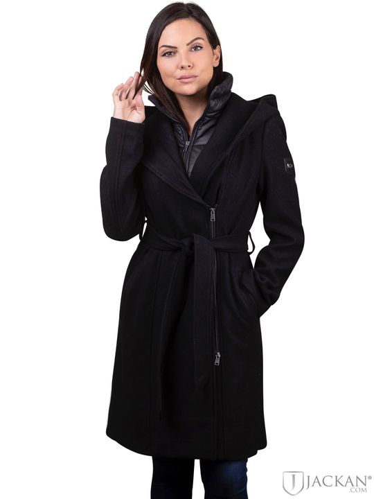 Mila kappa i svart med fuskpäls från Hollies | Jackan.com