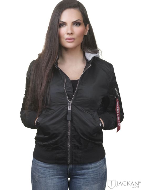 MA-1 Hooded Wmn in schwarz von Alpha Industries | Jackan.com