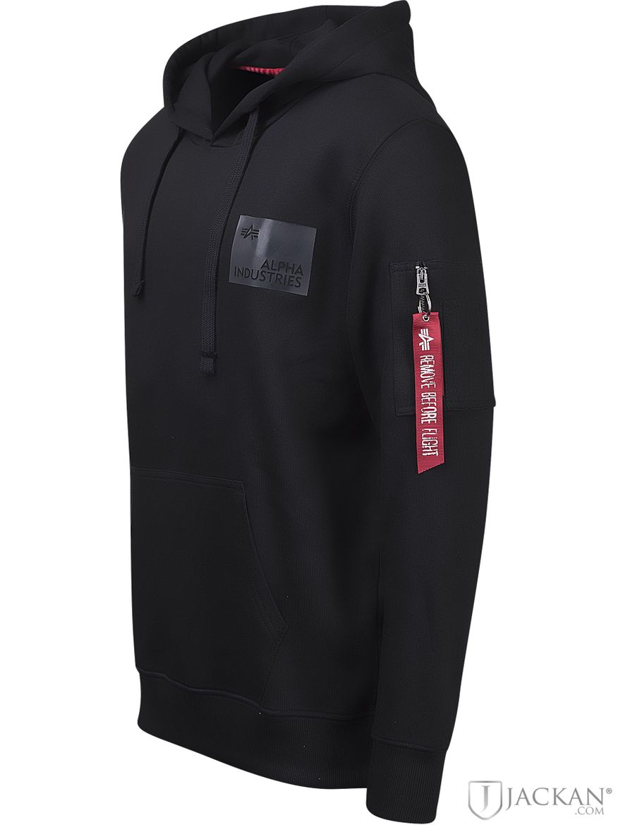 Rubber Patch Hoodie i svart från Alpha Industres | Jackan.com