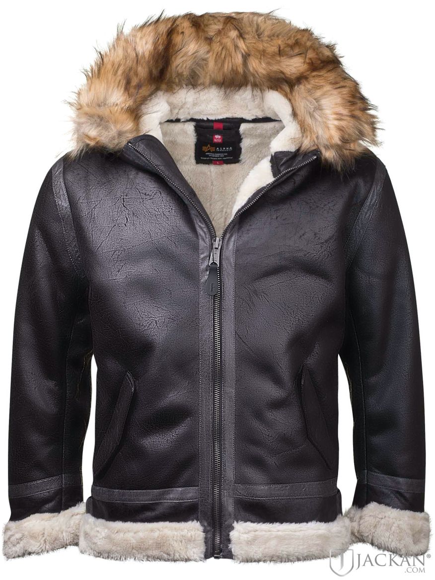 Jacke B3 FL Hooded in schwarz von Alpha Industries | Jackan.com