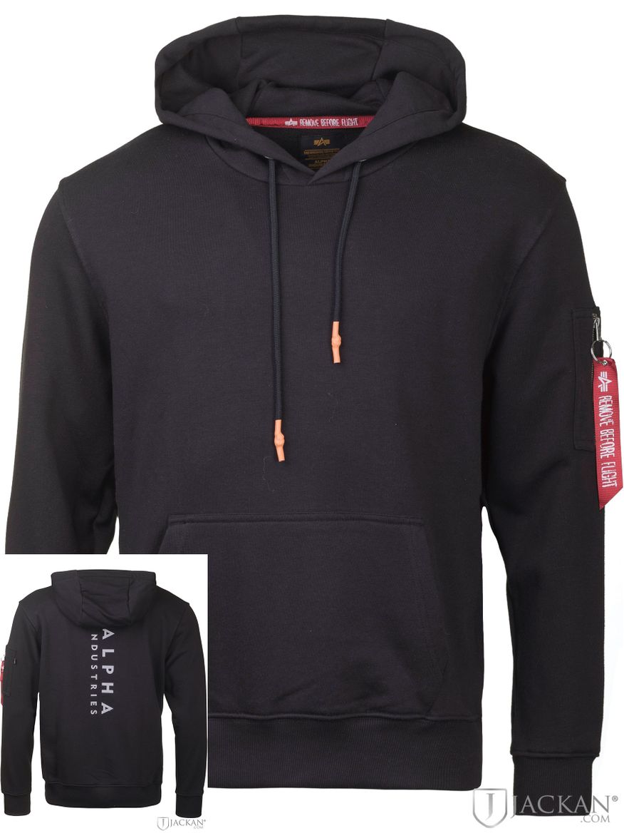 R Print Hoody i svart från Alpha Industries | Jackan.com