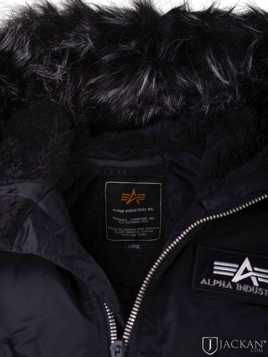 45P Hooded jacka i svart från Alpha Industries | Jackan.com