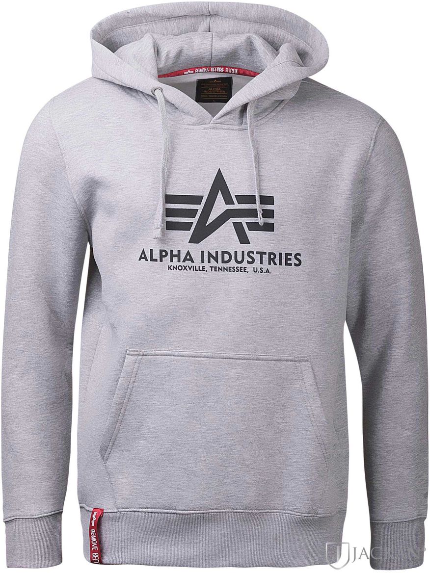 Basic Hoodie i grå från Alpha Industres | Jackan.com