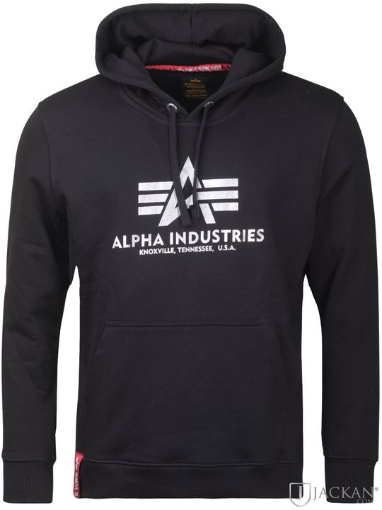 Basic Hood Foil Print i svart från Alpha Industries | Jackan.com