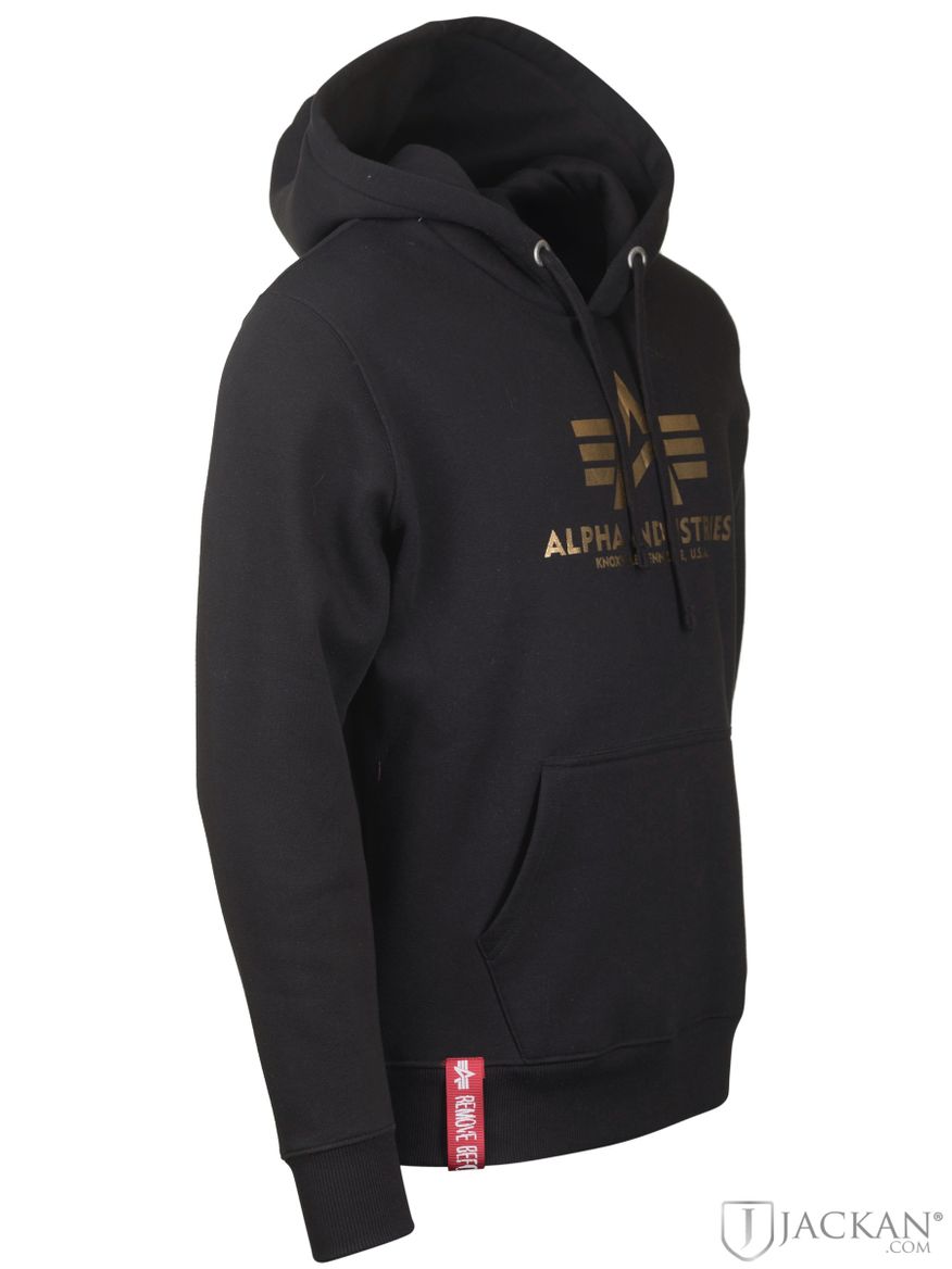 Basic Hoody Foil i svart guld från Alpha Industries | Jackan.com