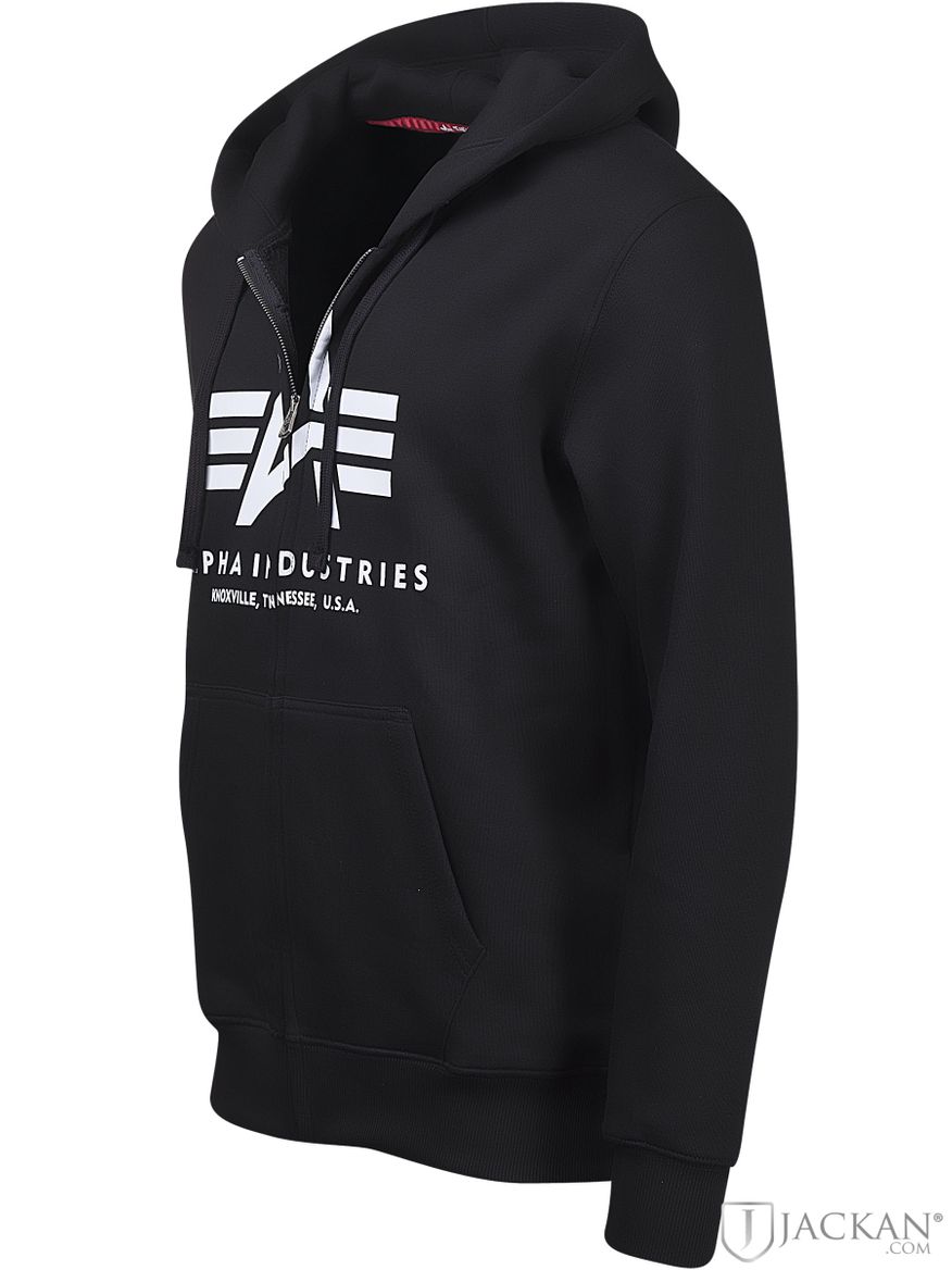 Basic Zip Hoodie i svart från Alpha Industres | Jackan.com