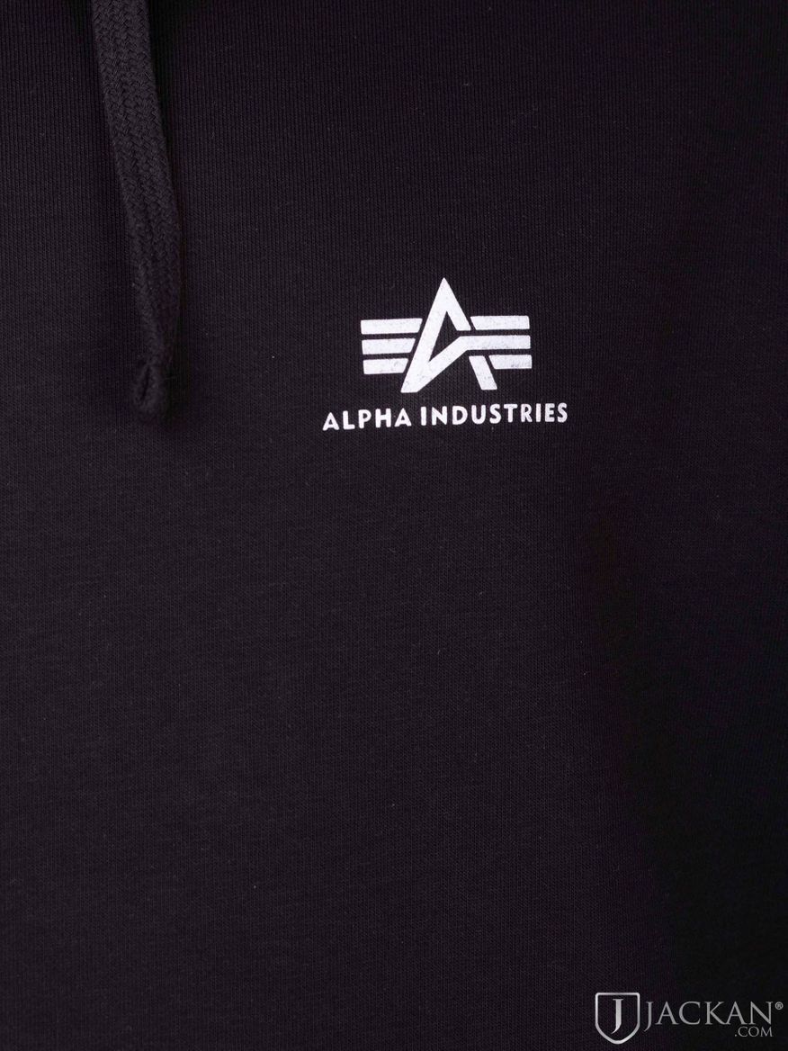 Basic Hoody Small Logo i svart från Alpha Industres | Jackan.com