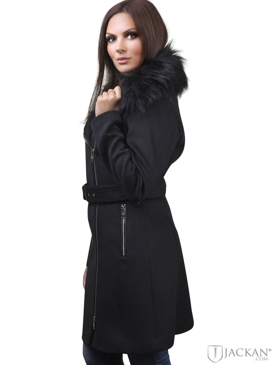 Enya Wool Fake Fur i svart svart från Rock And Blue | Jackan.com