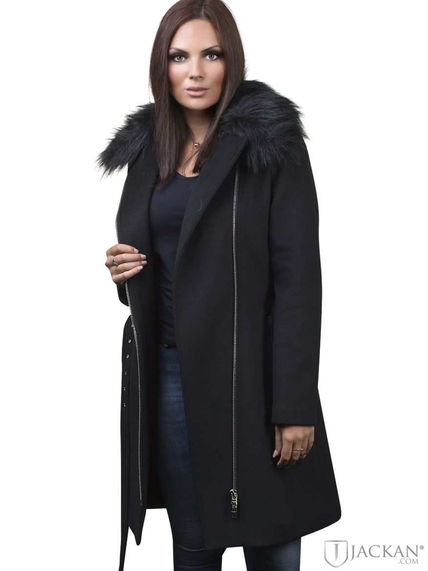 Enya Wool Fake Fur i svart svart från Rock And Blue | Jackan.com