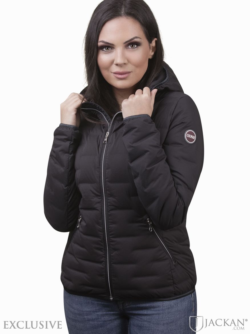 Ladies down jacket with on sale hood