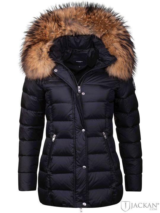 Joyce Mid Coat Real Fur (Svart/Natur)