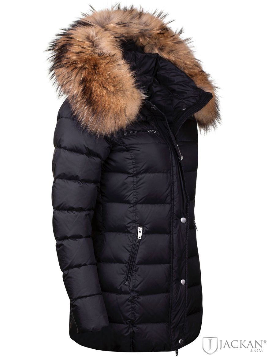 Joyce Mid Coat Real Fur i svart från Rock And Blue | Jackan.com