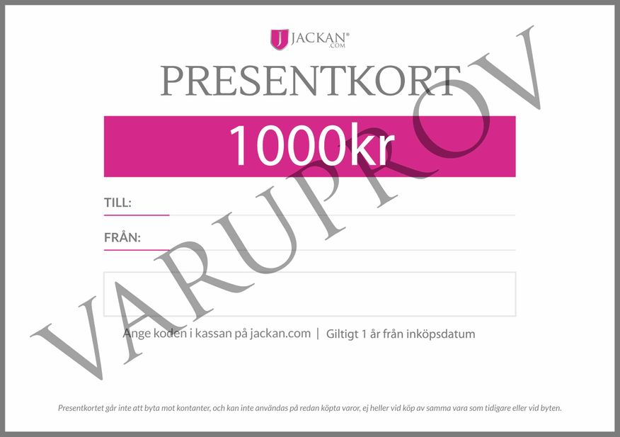 Presentkort 1000 kr - Jackan.com: Köp din nya snygga jacka här! 