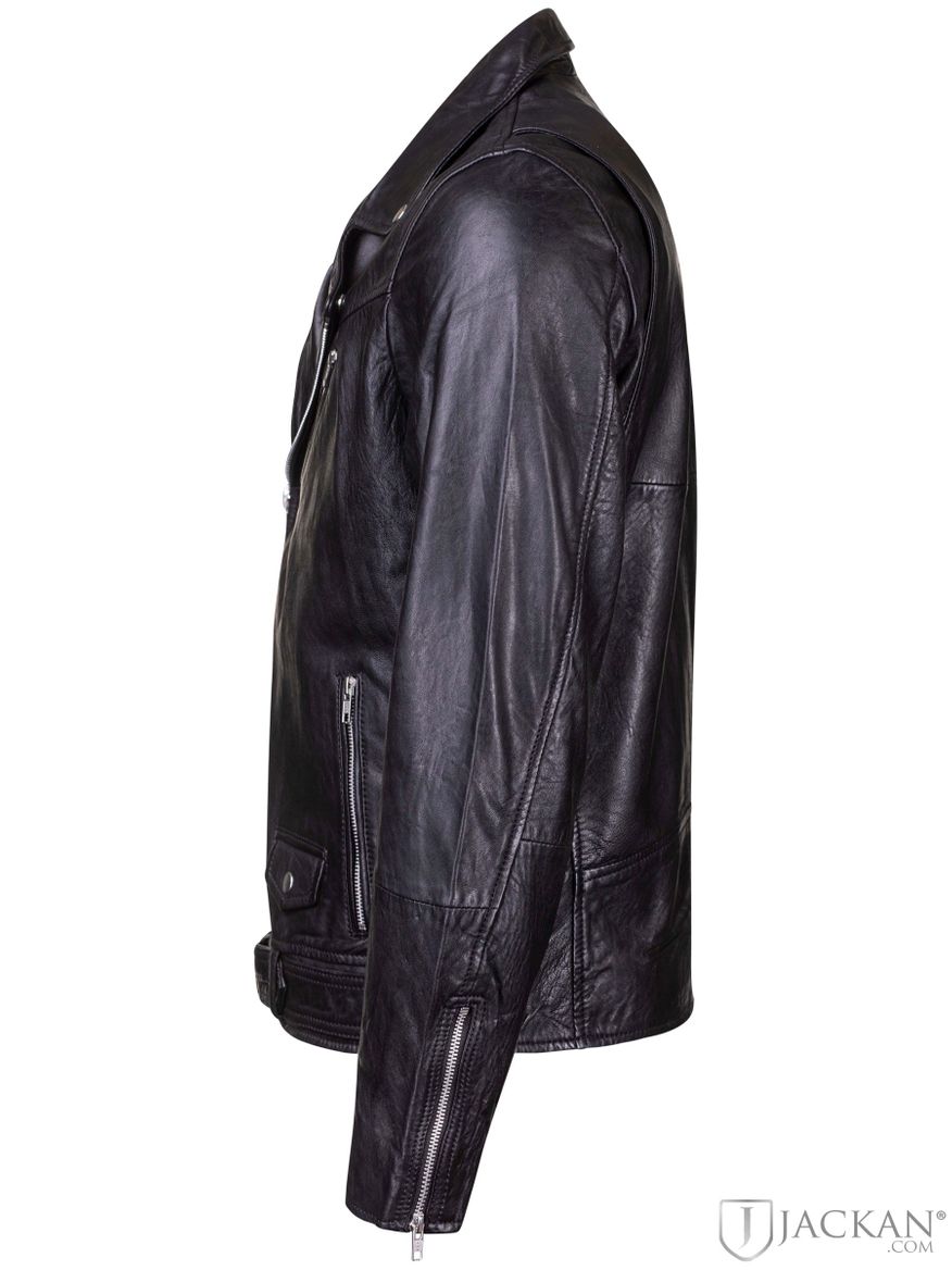 Brice Belted Leather Jacket i svart från Jofama | Jackan.com
