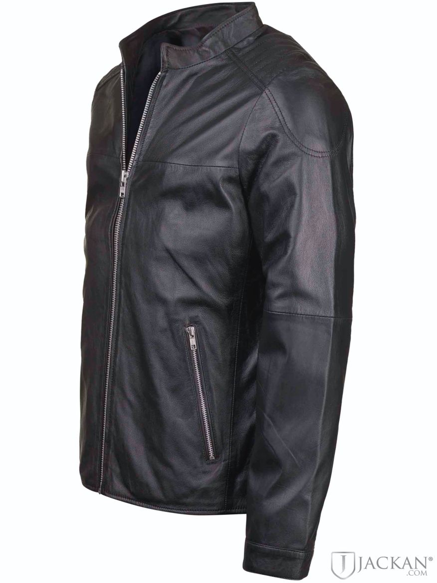 Adam Zipped Leather Jacket i schwarz von Jofama | Jackan.de