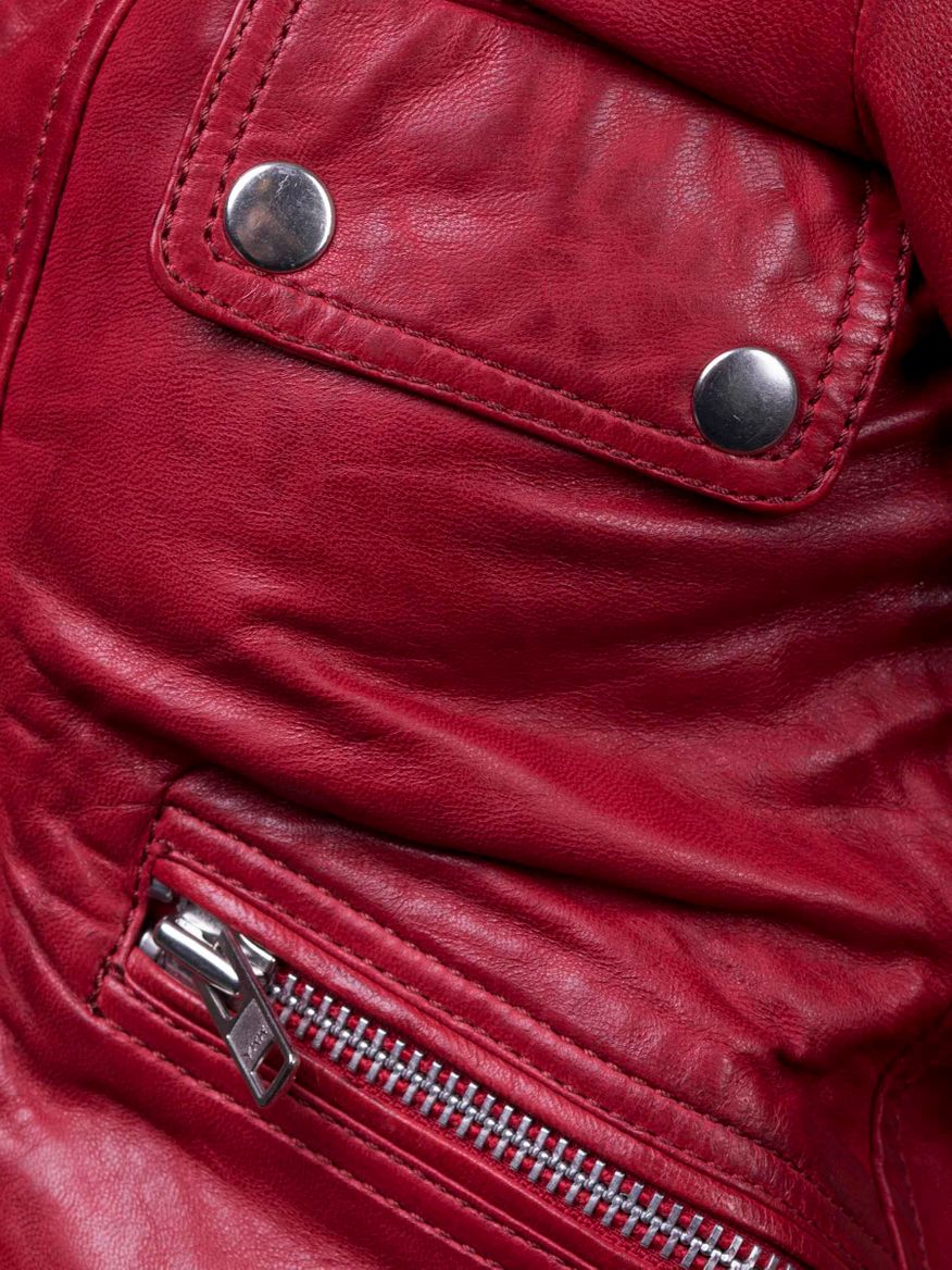 Kaley Leather Biker in rot von Jofama | Jackan.com