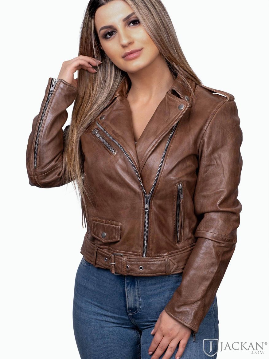 Rachel Leather Biker i brun från Jofama | Jackan.com