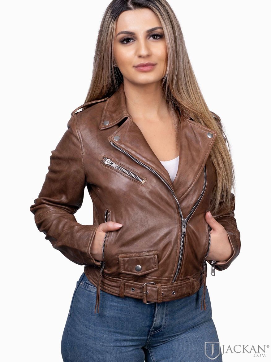 Rachel Leather Biker i brun från Jofama | Jackan.com