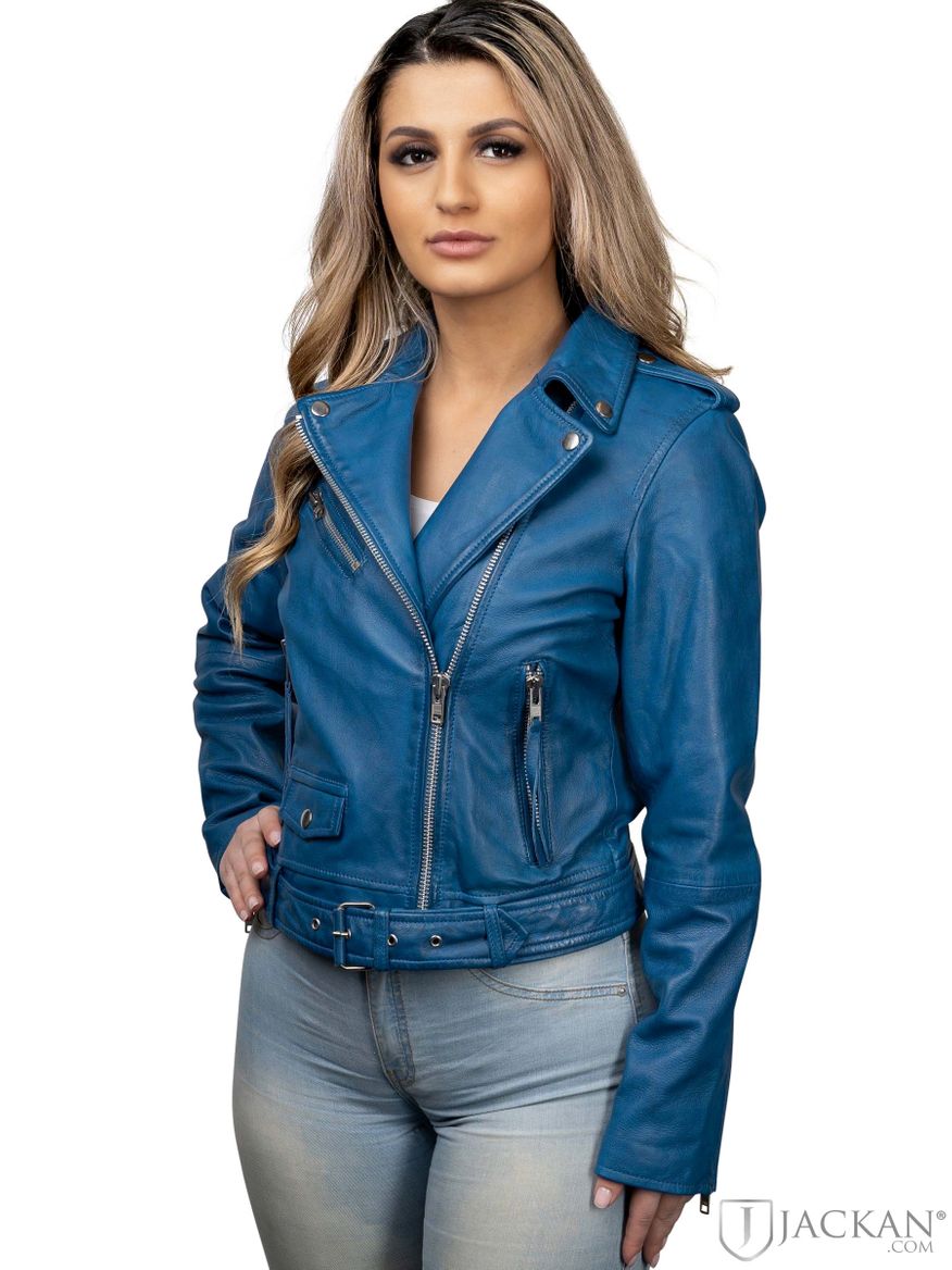 Rachel Leather Biker i blått från Jofama | Jackan.com