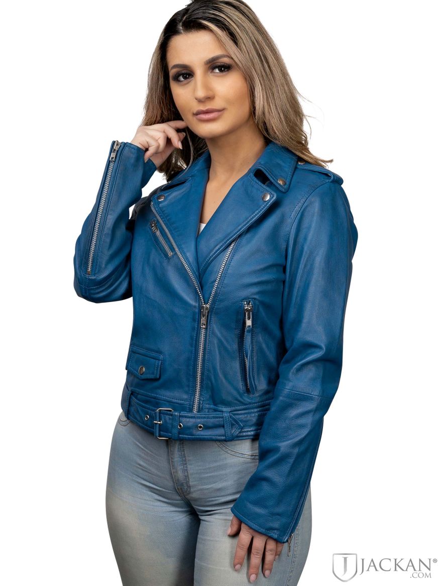 Rachel Leather Biker i blått från Jofama | Jackan.com