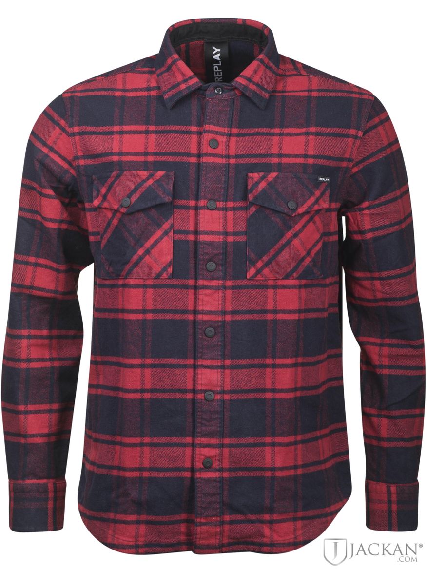 Overshirt Checked i blått och rött från Replay | Jackan.com