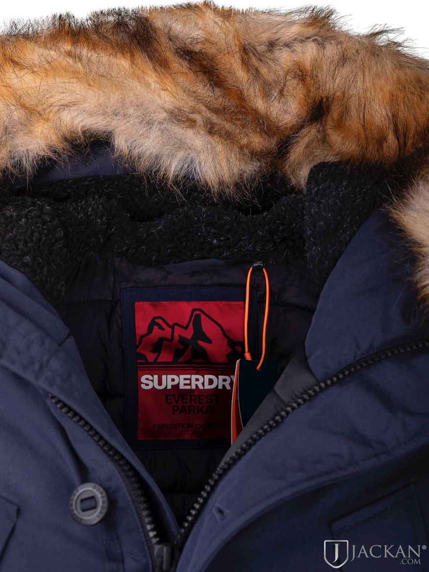 Everest Faux Fur Hooded Parka i blått från Superdry | Jackan.com