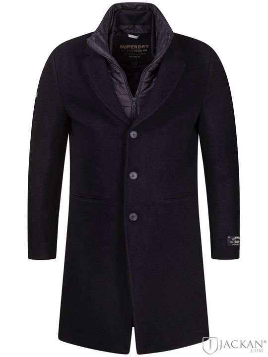 Wool Town Coat i svart från Superdry | Jackan.com