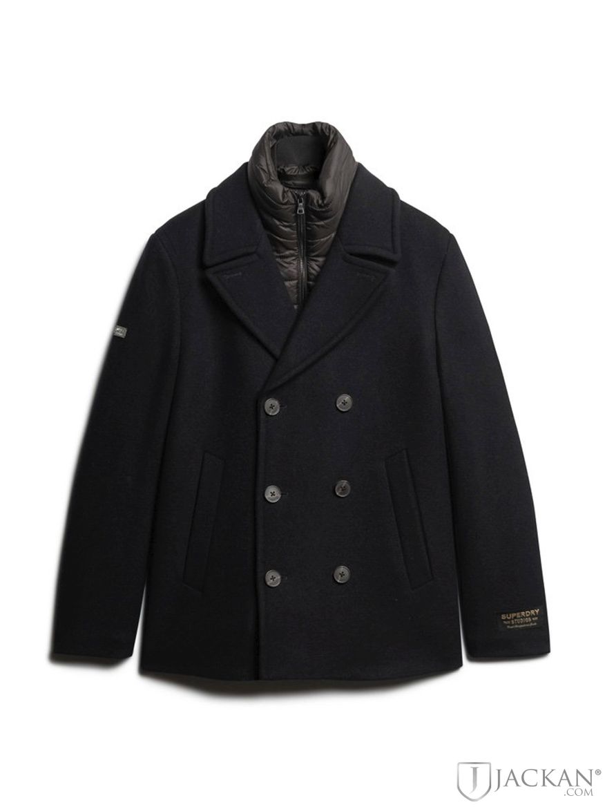 Wool Pea Coat i blått från Superdry | Jackan.com