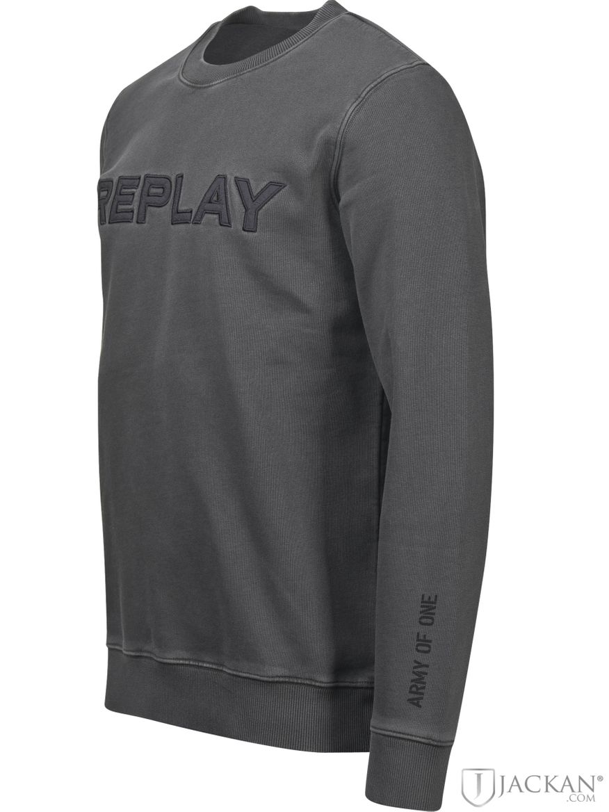 Sweatshirt i grågrönt från Replay | Jackan.com