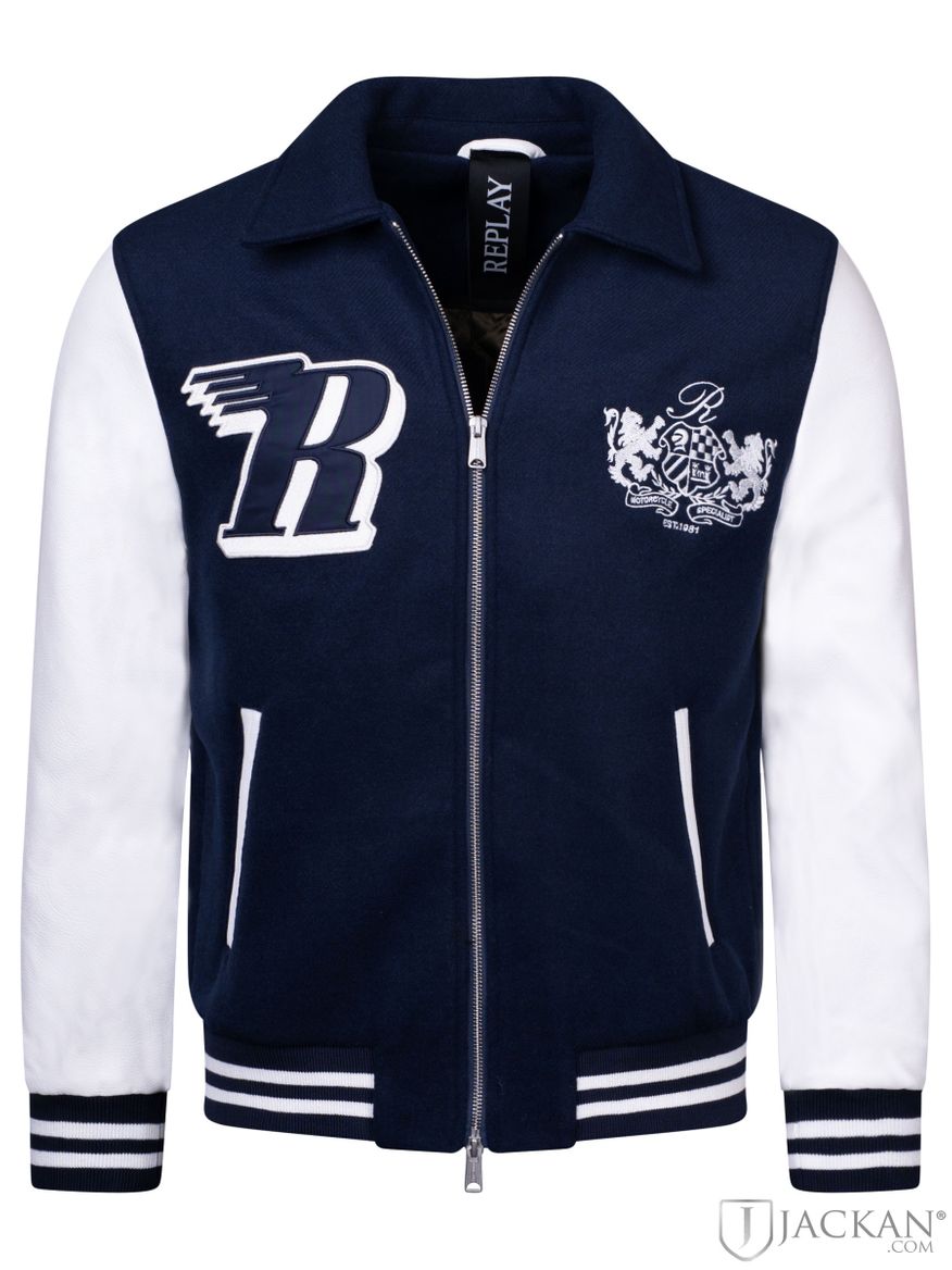 Varsity Woolen Melton in Blau von Replay| Jackan.com