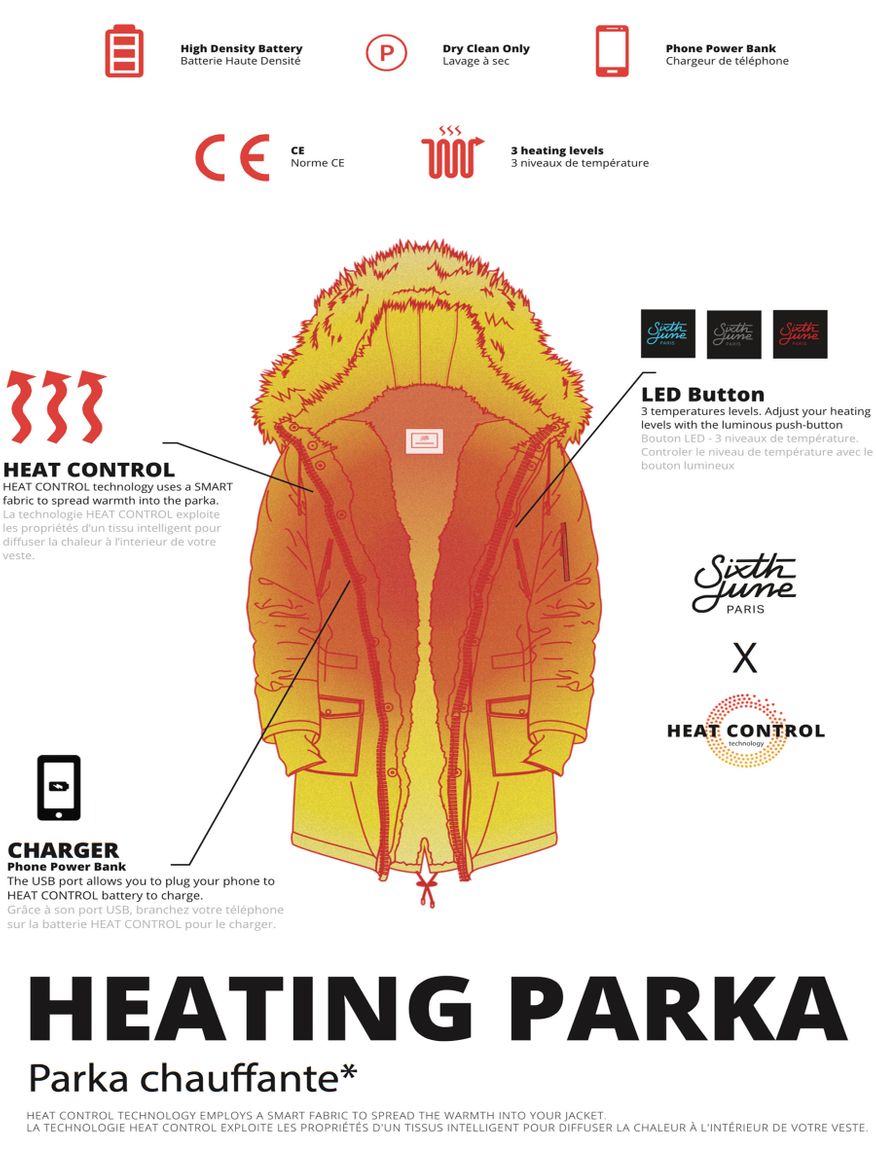 Heating Parka in schwarz/weiss von Sixth June | Jackan.com