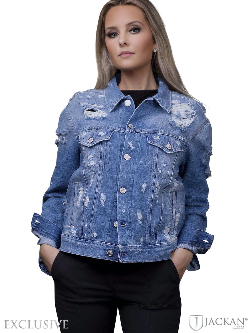 Heather Jeans Jacket i blått från Replay | Jackan.com