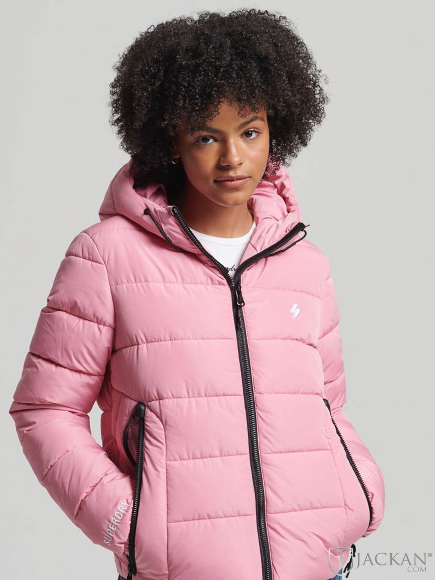 Hooded Spirit Sports Puffer in pink von Superdry | Jackan.de