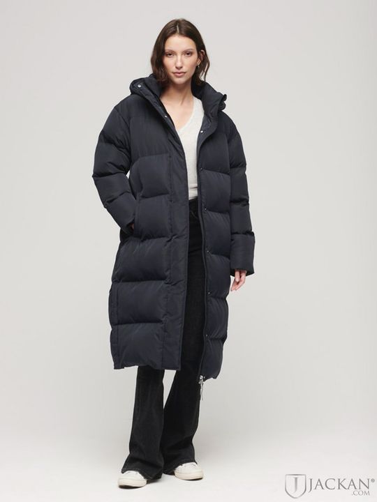 Longline Hooded Puffer Coat i svart från Superdry | Jackan.com