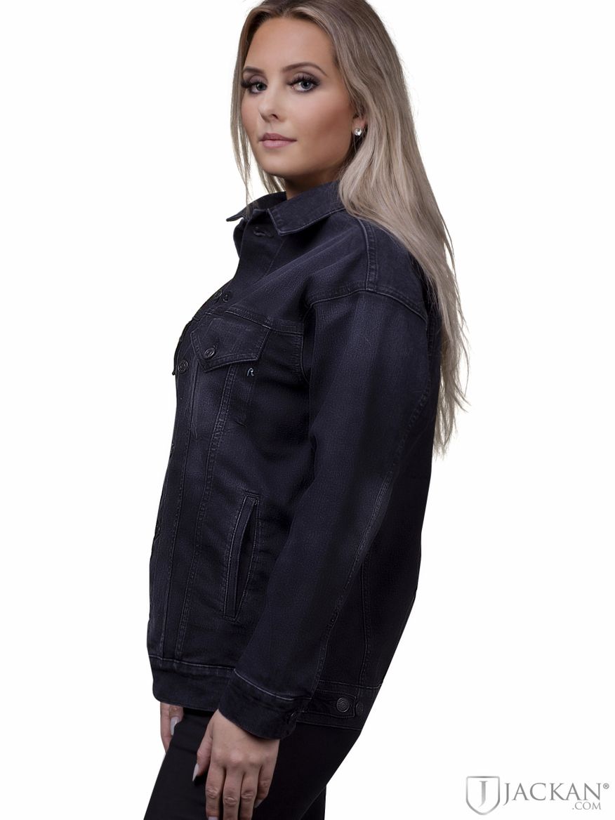 Black Stretch Denim Jacket in schwarz von Replay | Jackan.com