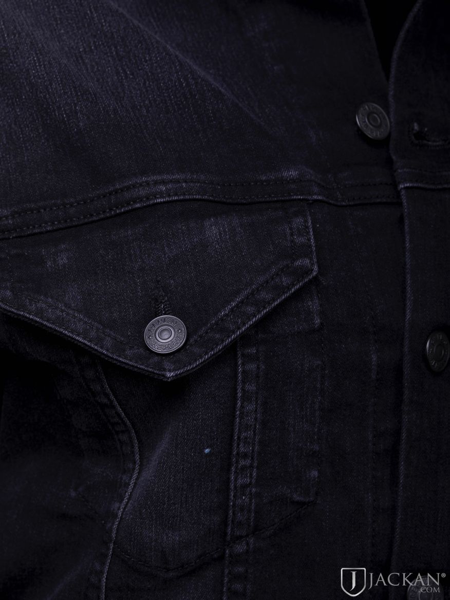 Black Stretch Denim Jacket in schwarz von Replay | Jackan.com