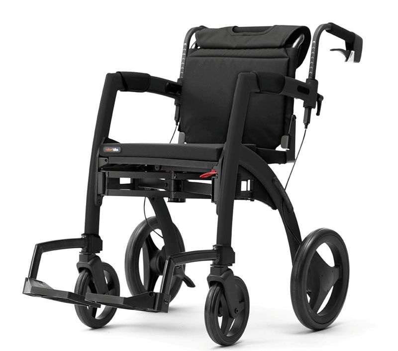 Rollz Motion Matt Black rollator och rullstol i ett